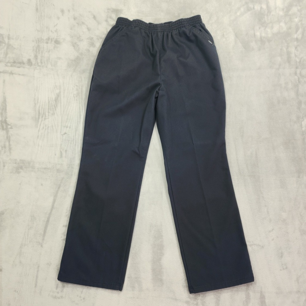 Vintage Chic Pants Women 12 PETITE Black Straight Leg Pull On Twill Chino Casual